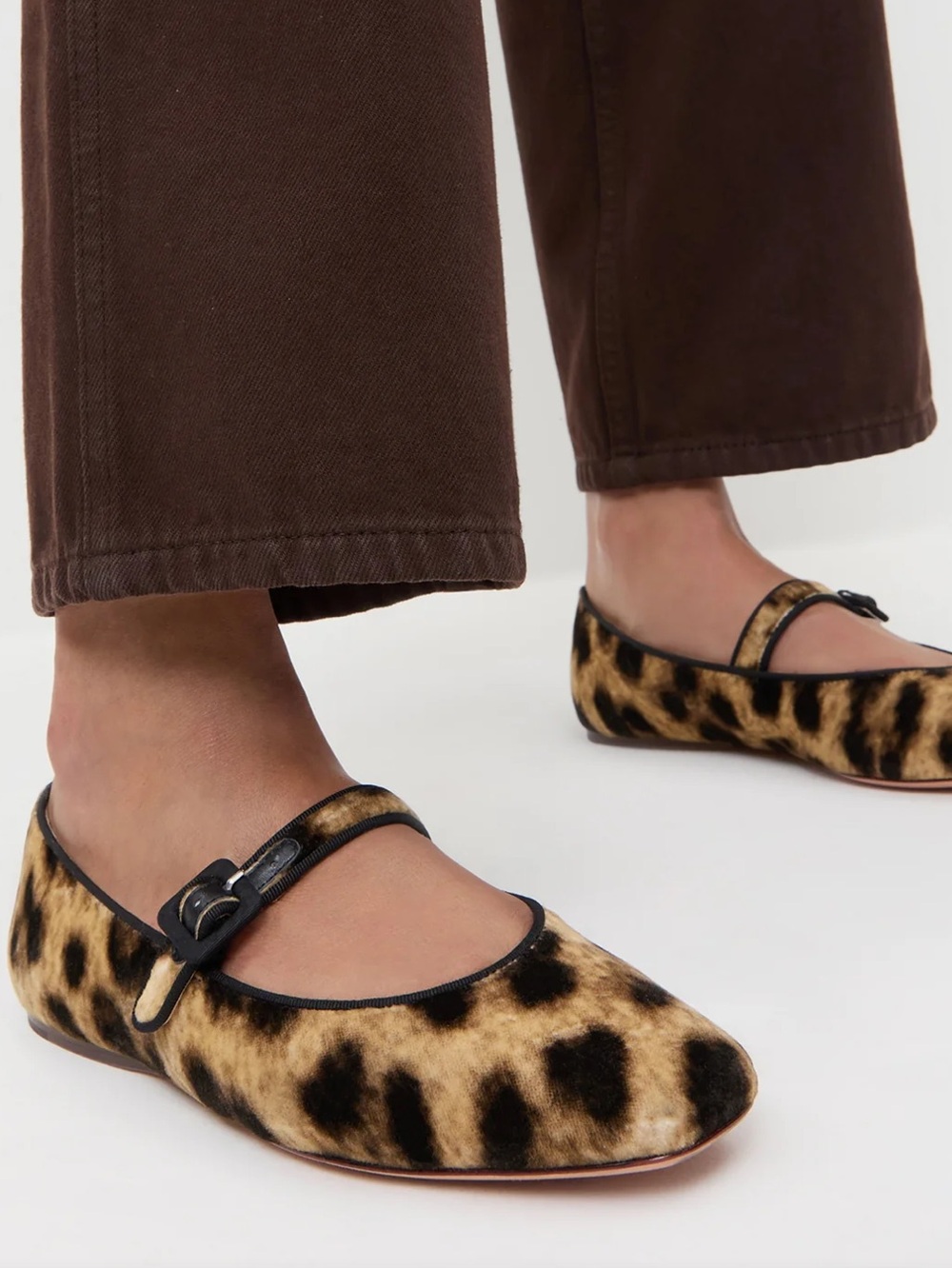 Loeffler Randall Leopard Print Mary Jane Flats - Brown and Black